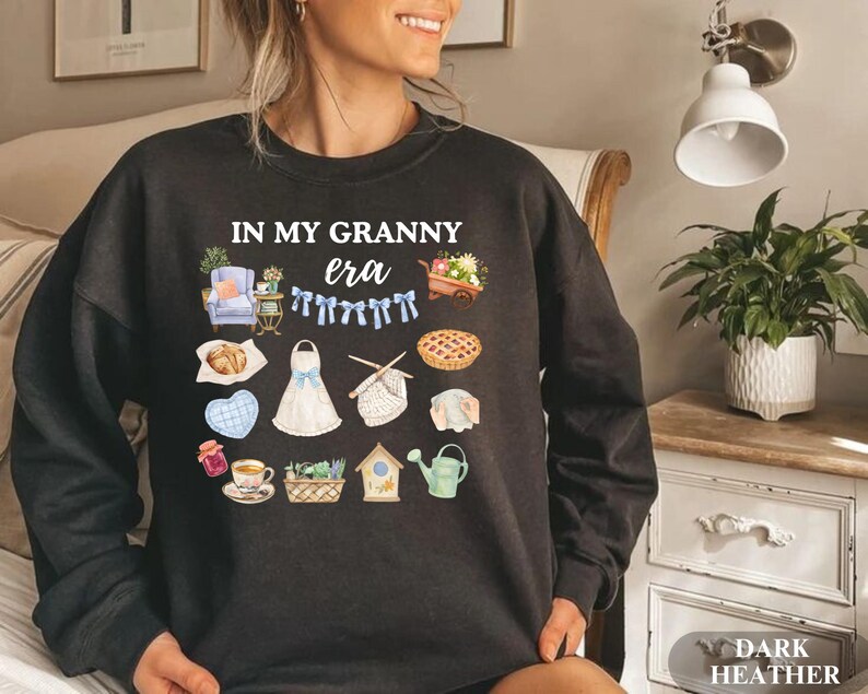 In My Granny Era Shirt, Comfort Colors® Cottagecore Tee Or Sweatshirt, Funny Homemaker Gift, Vintage Aesthetic Grandmacore Top image 3