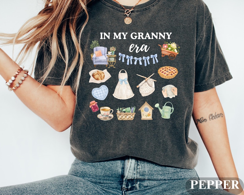 In My Granny Era Shirt, Comfort Colors® Cottagecore Tee Or Sweatshirt, Funny Homemaker Gift, Vintage Aesthetic Grandmacore Top image 1