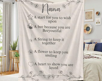Personalized Nana Blanket, Birthday Gift for Nanny, Mother's Day Gift, Gift from Grandkids