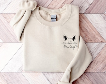Custom Dog Name Sweatshirt, Personalized Pet Lover Sweater, Corgi Mom Shirt, Corgi Clothes, Custom Dog Ears Shirt, Gift for Dog Mom
