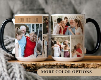 Custom Photo Collage Mug, Personalized Picture Mug, Family Gift Birthday Anniversary Wedding Engaged For Mom Dad Grandparents,Special Memory