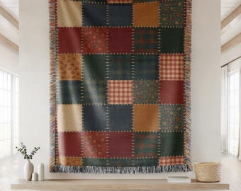 Patchwork Blanket, Cozy Quilt Style Throw, Vintage Boho Blanket, Granny Square Patchwork Quilt Style, Rustic Cottagecore Gift
