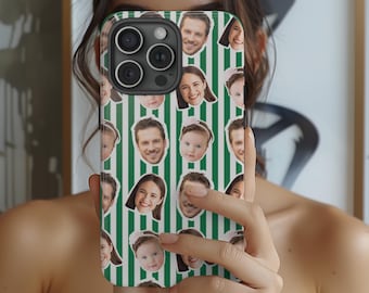 Custom Face Phone Case, Personalized Photo & Stripes Case, Funny Gift For Mom, Dad, Grandma,  iPhone 17 16 15 14 13, Samsung S25 S24, Pixel9