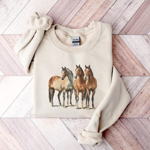 Western Horse Sweatshirt, Rustic Horse Print Top, Farmhouse Chic Apparel, Country Rodeo Sweatshirt, Horse Lover Gift, Cowgirl Sweatshirt