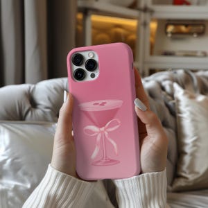 Pink Martini Phone Cases, Coquette Martini Phone Case, Espresso Martini Cover, iPhone 16, 15,14,13, Galaxy S25, S24 Ultra,S23, S22+, Pixell