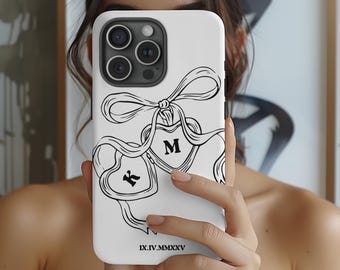 Personalized Wedding Phone Case, Couple Initials, Bride Gift, Roman Numeral case, Iphone 17, 16, 15 ProMax, Samsung S25, S24 Ultra, Magsafe