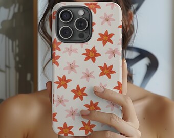Red and Pink Floral Case Lily Bloom Iphone Case Floral Phone Case iPhone 16 15 14 13 Pro Max Plus Samsung Galaxy S25 S24 S23 S22 2 1 Pixell