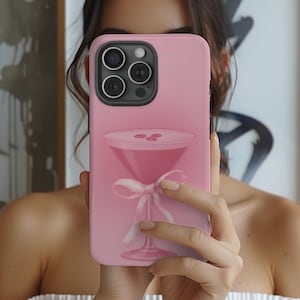 Pink Martini Phone Cases, Coquette Martini Phone Case, Espresso Martini Cover, iPhone 16, 15,14,13, Galaxy S25, S24 Ultra,S23, S22+, Pixell