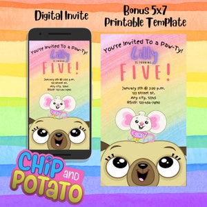 Chip and Potato Digital Invite with BONUS 5x7 Template