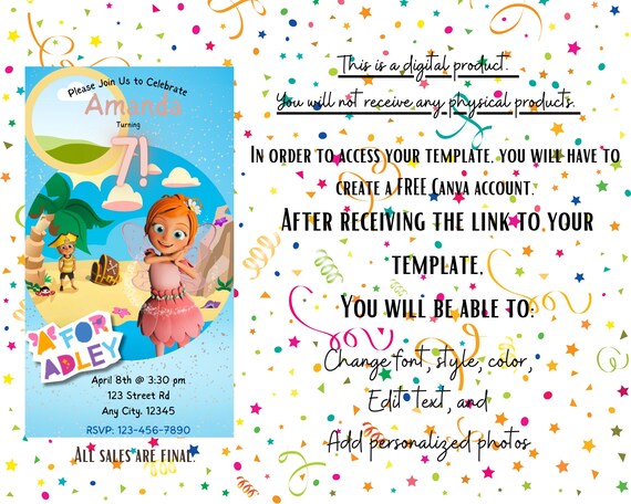 dress up birthday party invitations A for Adley Birthday Party Pack main image 1