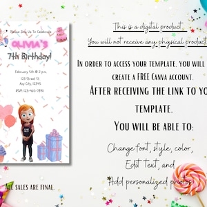 A for Adley Digital Birthday Invitation. BONUS 5x7 Printable Template ...
