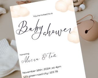 Neutral Baby Shower Invitation Template: Editable 5x7 (Digital Download)
