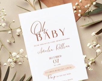 Neutral Baby Shower Invitation Template | Instant Download Invite | Editable Baby Shower Invite | Minimalist Template 5x7