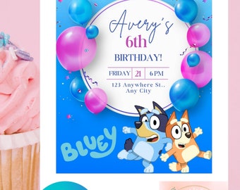 Bluey Invitation, Digital, Bluey birthday party, Invitation, Canva Digital invite, Template