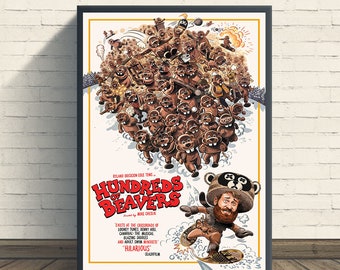 Hundreds of Beavers Movie Poster | Vintage Retro Art Print | Wall Art Print |Home decor