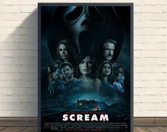 Cartel de la película Scream 5 / Impresión de arte retro vintage / Impresión de arte de pared / Decoración del hogar