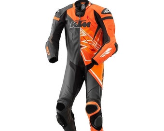 KTM MotoGp Personalized Racing Suit CE Protected All Leather Motorbike Racing One piece Protected Suit For Bikers Riders Motorbike Gear Gift