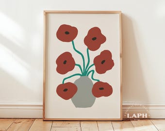 Retro Floral Print: Abstract Nordic Botanical Art (Digital Download)