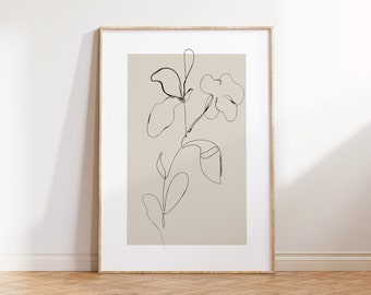 Impressão de arte botânica: decoração de parede com flores bege (download digital)