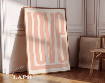 Love is All You Need Pink Print: Retro Valentines Decor (Digital Download)