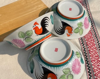 handmade bowls ceramic bowls, unique chicken hand-painted, noodle bowl pottery bowl ramen bowl soup bowl, funcional bowl