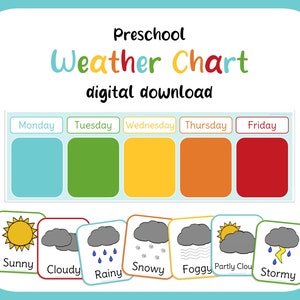 Gráfico del tiempo para preescolares (arcoíris alternativo)