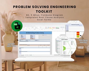 Szablon programu Excel do rozwiązywania problemów 8D: Zestaw narzędzi do analizy przyczyn źródłowych (wersja cyfrowa do pobrania)