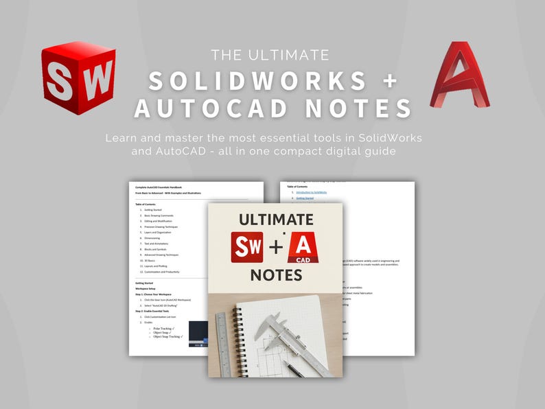 The Ultimate CAD Design Notes: Solidworks + Autocad Bundle - Etsy