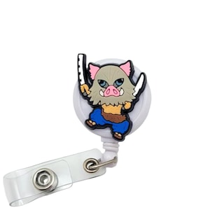 Fearless Boar Badge Reel - Fun Retractable ID Holder, Anime Badge Reel, Manga ID Holder, Demon Hunter Hashira, Game Badge, Inosuke Inspired