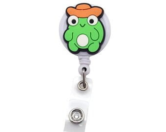 Cute Cowboy Frog Badge Reel – Fun Retractable ID Holder for Nurses, Teachers, Office Staff – Adorable Froggy Design, Western Style Accessory