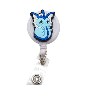 Water Element Fox Badge Reel - Cute Retractable ID Holder, Nurse Badge Clip, Nature Inspired Animal Badge Reel, Office Accessory, Gift Idea