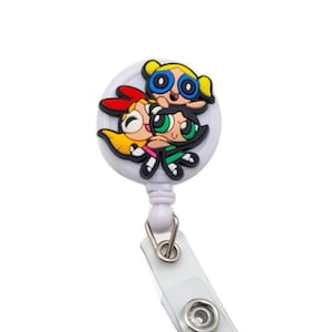 Power Girl Trio Badge Reel - Cute Superhero Badge Reel, Retractable ID Holder, Nurse Badge, Fun Office Accessory, Lanyard Alternative