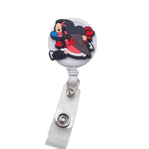 Cute Demon Girl Badge Reel - Fun Retractable ID Holder, Gothic Anime-Inspired Office Accessory, Custom Lanyard Reel for Nurses & Teachers