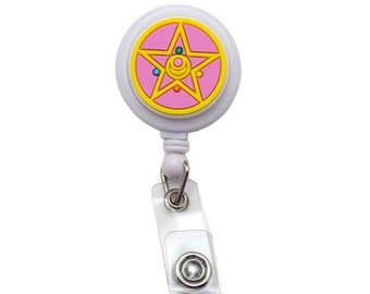 Moon Warrior Princess Pendant Badge Reel - Cute Retractable ID Holder, Anime Inspired Reel, Nurse Badge Clip, Office Accessories, Fan Gift