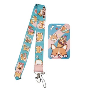 Cute Corgi Lanyard with ID Badge Holder – Fun Dog-Themed Lanyard for Work, School, Nurses, Teachers, RDMS, MD – Playful Corgi Design