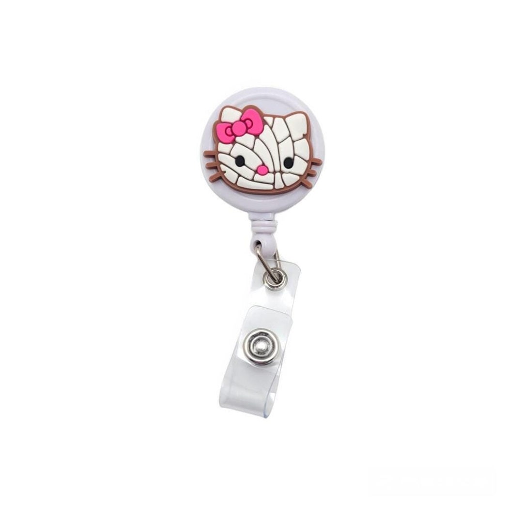 Cute Mexican Concha Pastry Kitty Badge Reel - Fun Retractable ID Holder ...