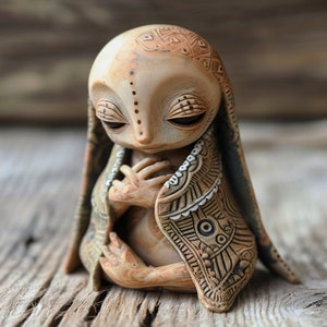 Hand Carved Clay Figurines for Peaceful Decor
