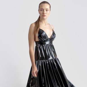 wet satin dress Wet Satin Dress & High Heels