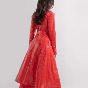 Red vegan leather jacket dress sales