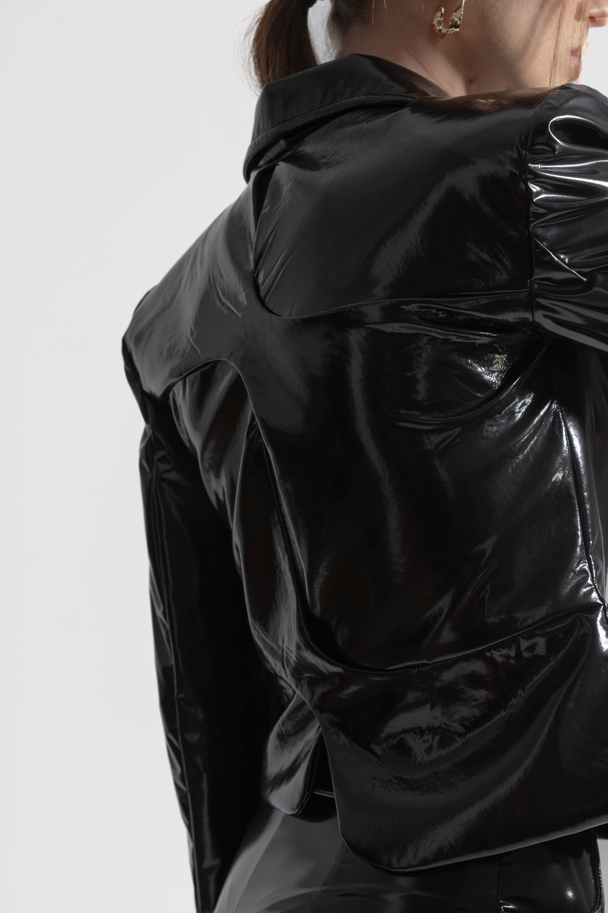 Asymmetric Latex Look Blazer Glossy Jacket Wet Look Faux Leather asymmetric-latex-look-blazer-glossy-jacket-wet-look-faux-leather