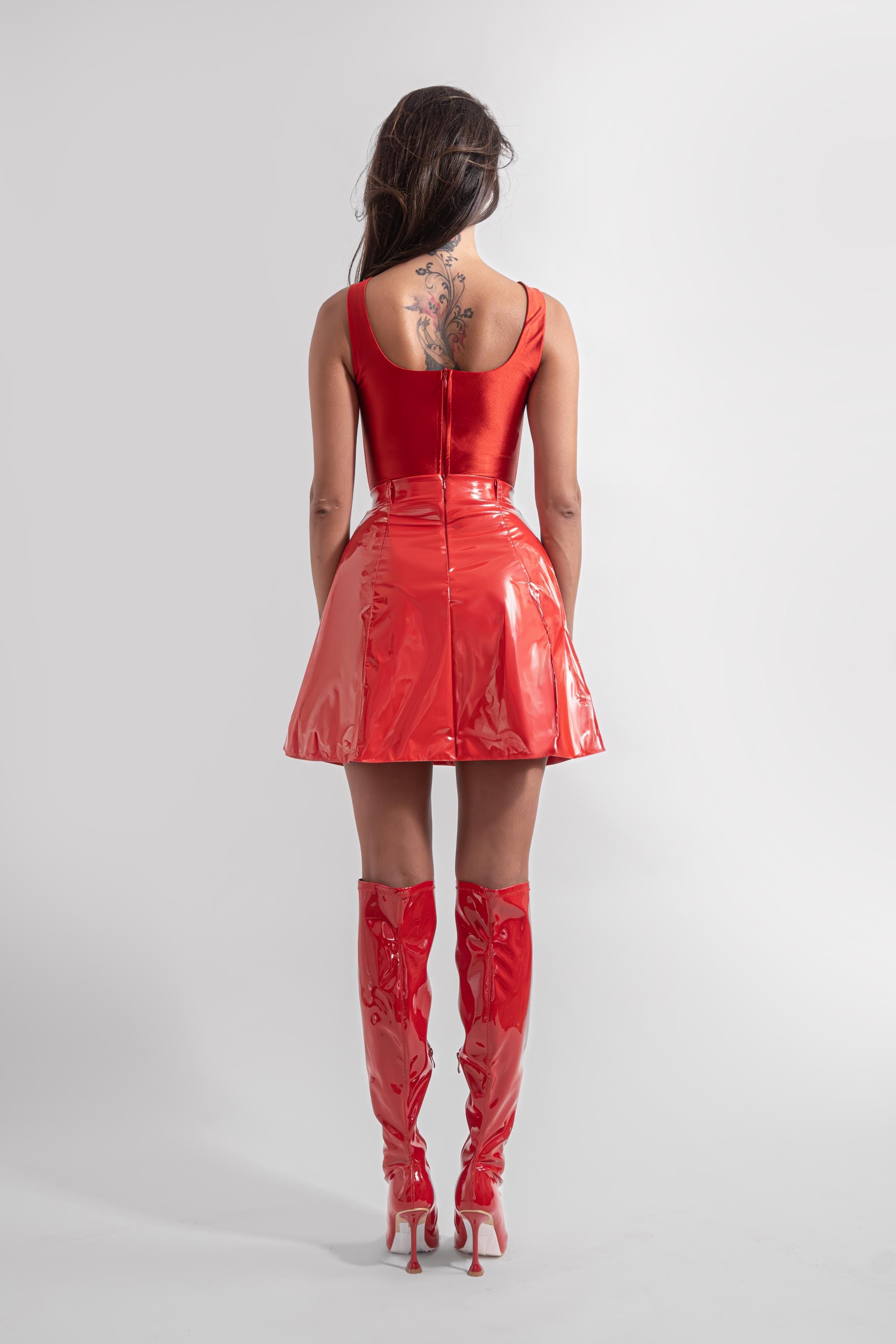 short red latex dress Sarai Latex Rubber Mini Dress in Semi Translucent Red
