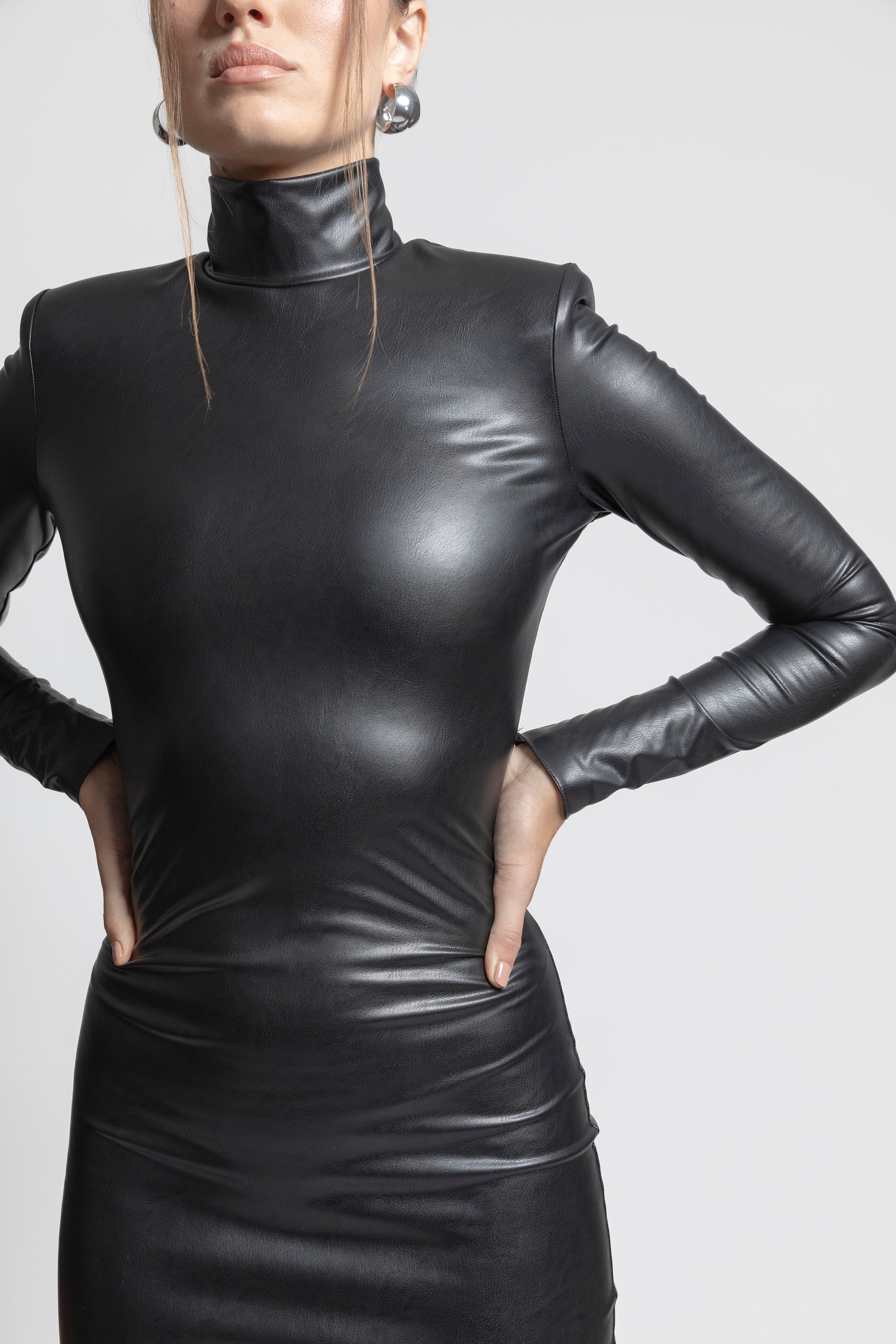 knee length dresses for ladies As by DF Women's Revenge Stretch Leather Dress - Black