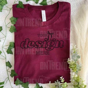 Bella Canvas 3001 Mockup maroon 3001 T-Shirt mock-up maroon shirt mockup 3001 maroon mockup Bella Canvas maroon 3001 Color shirt picture