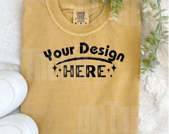 Mockup di maglietta Mustard Comfort Colors 1717, maglietta neutra (download digitale)