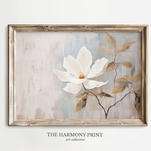 PRINTABLE White Magnolia Digital Art, Elegant Oil Painting Style Decor, Botanical Artwork Wall Art