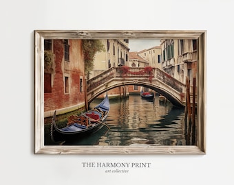 Venice Grand Canal Oil Painting, European Artwork, Classical Art, Printable Digital Artwork, Lounge Wall Art