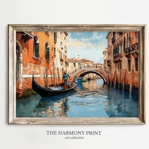 Gondola Venice Wall Art, Venice Grand Canal Oil Painting, Classic Art Perfect for Living Room Decor, Europe Lover Art