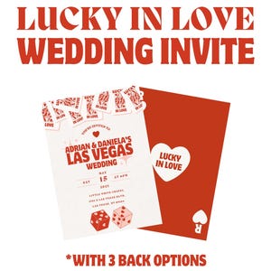 Convite de casamento em Las Vegas Lucky in Love Convite de casamento Cartas de baralho Modelo de convite de casamento Papelaria de casamento vintage Combinação perfeita