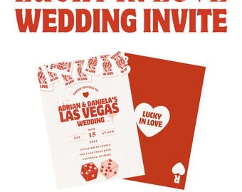 Las Vegas Wedding Invitation Lucky in Love Wedding Invite Playing Cards Wedding Invitation Template Vintage Wedding Stationery Perfect Match