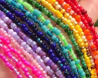 Seed Bead Choker Necklaces, Waterproof Glass Bead Necklaces, Stretchy or clasp, Layering and thin necklace, body chain, belly chain! Custom!
